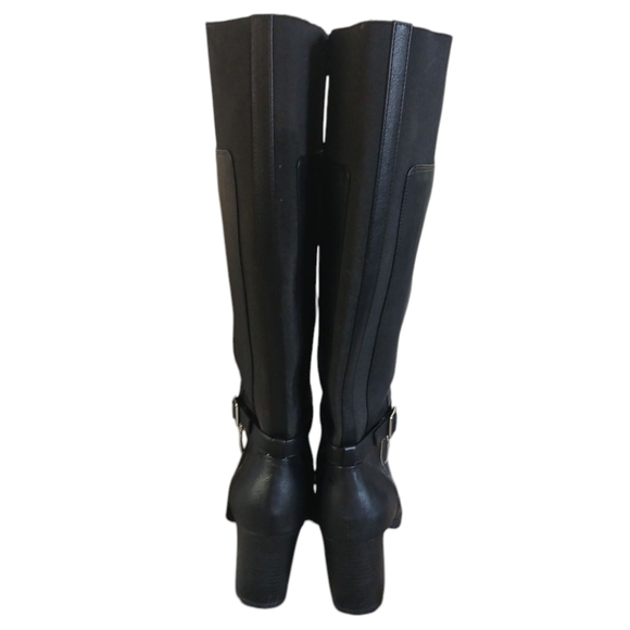 Kelly & Katie Black Knee High Boots Heeled Boots with Chunky Block Heel Boots 10 - Picture 6 of 11